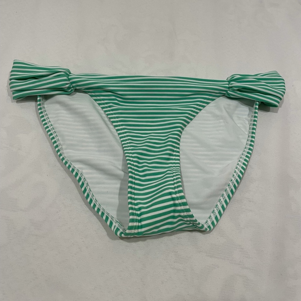 Aerie- Green and white striped bikini bottom NWOT